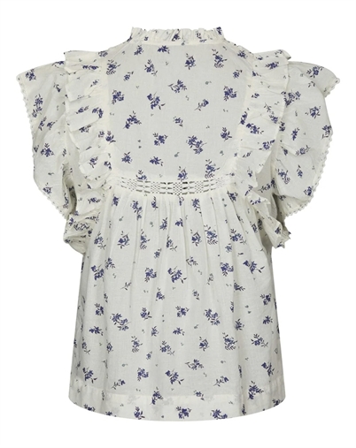 Neo Noir - Jayla Small Blossom Top - White Blue
